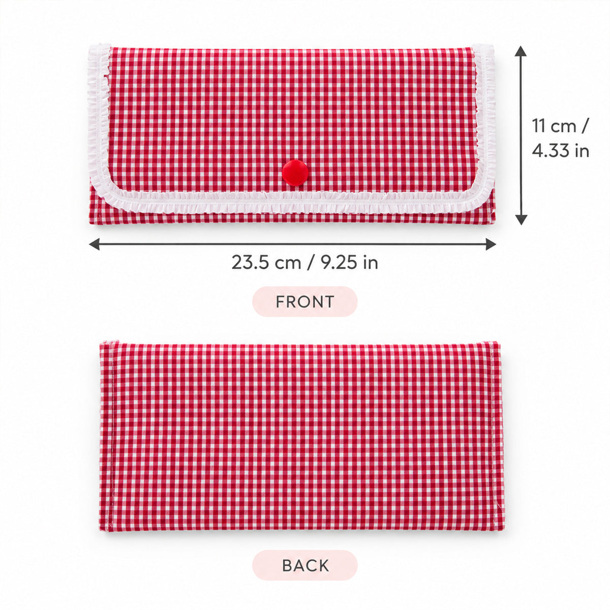 Red Gingham Ruffle Clutch Sewing Pattern