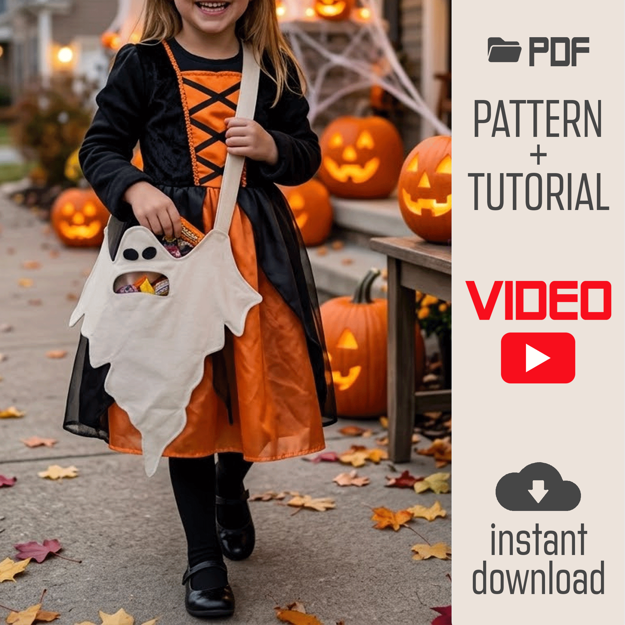 Halloween Ghost Bag Sewing Pattern