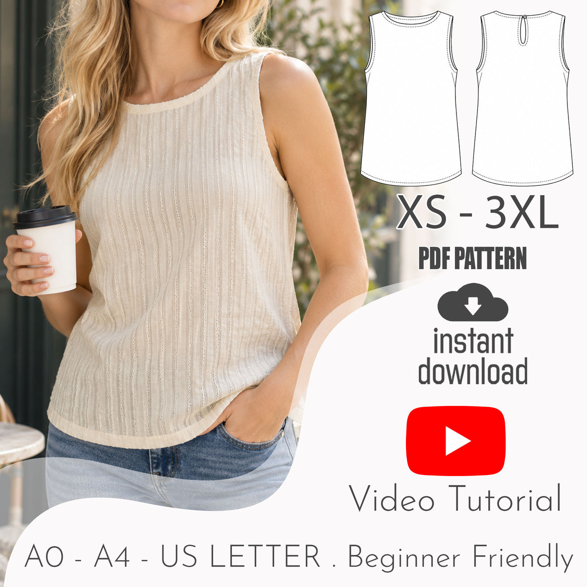 Sleeveless Blouse Sewing Pattern