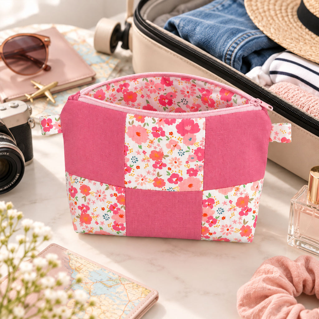 Floral Patchwork Makeup Pouch Sewing Pattern