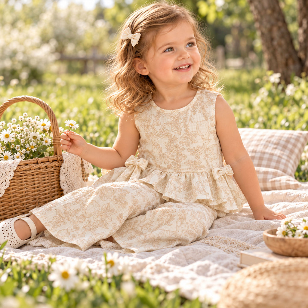 Girls Peplum Top & Wide Leg Pants Sewing Pattern PDF
