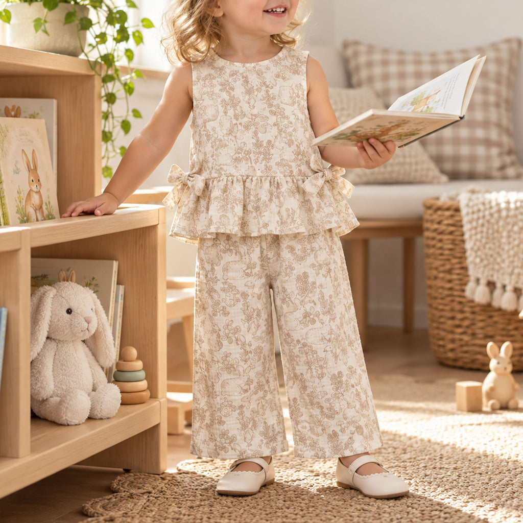 Girls Peplum Top & Wide Leg Pants Sewing Pattern PDF