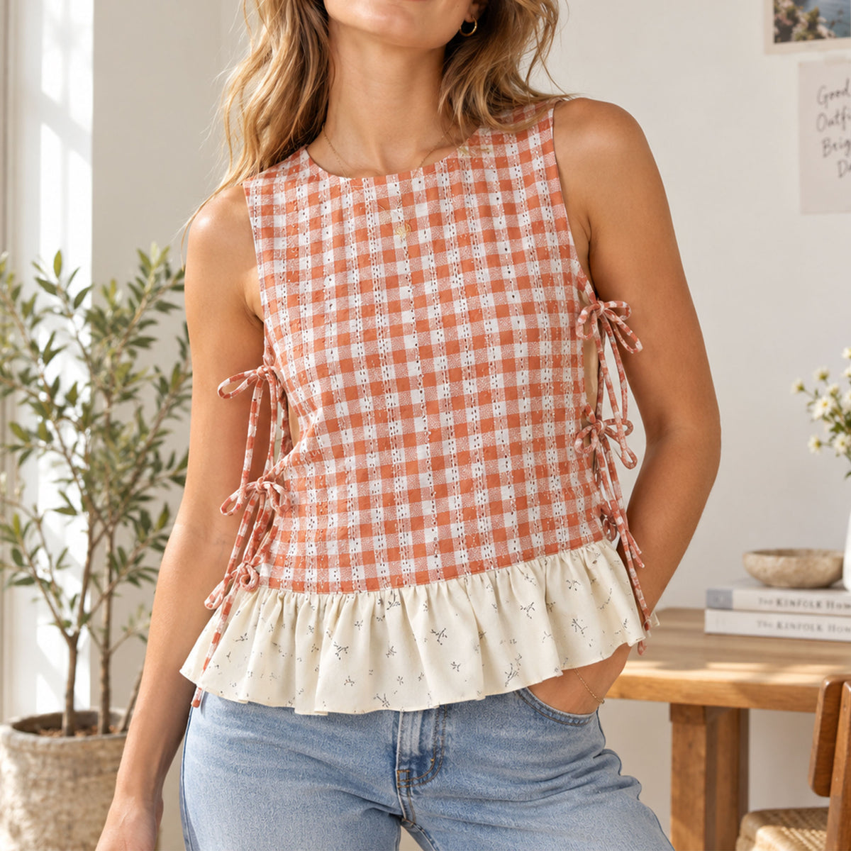 Side Tie Ruffle Top Sewing Pattern | Women Summer Top PDF Pattern | Bow Side Sleeveless Blouse Sewing Pattern XS-XL
