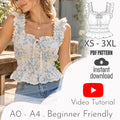 Ruffle Tie Front Top Sewing Pattern PDF