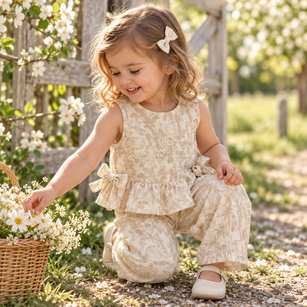 Girls Peplum Top & Wide Leg Pants Sewing Pattern PDF