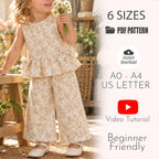Girls Peplum Top & Wide Leg Pants Sewing Pattern PDF