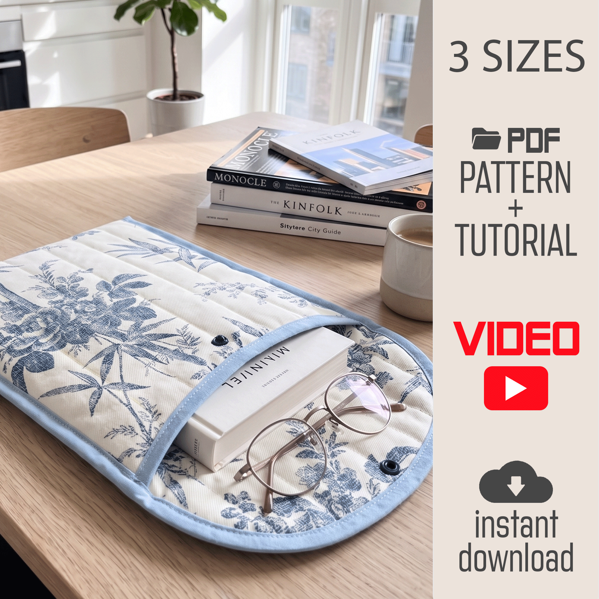 Book Cover Sewing Pattern 3 Sizes