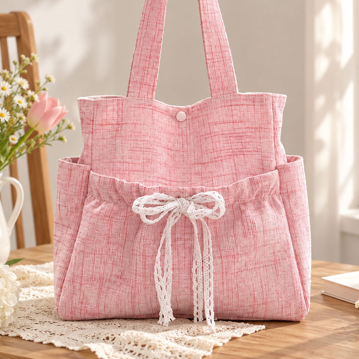 Ruffle Bow Tote Bag Sewing Pattern PDF