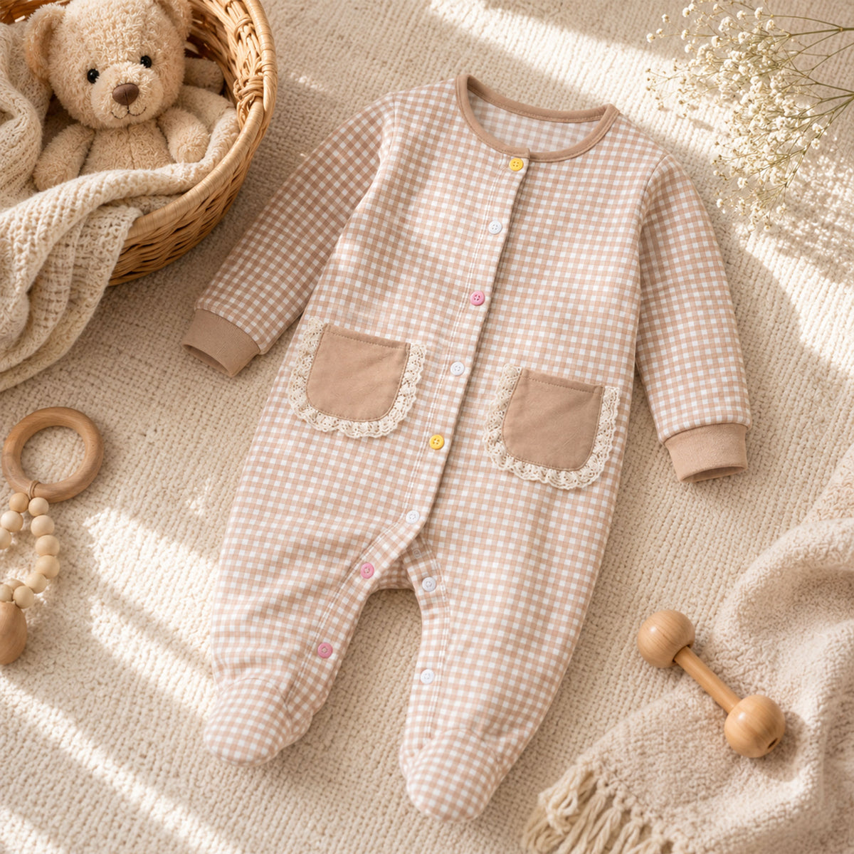 Baby Gingham Footed Romper
