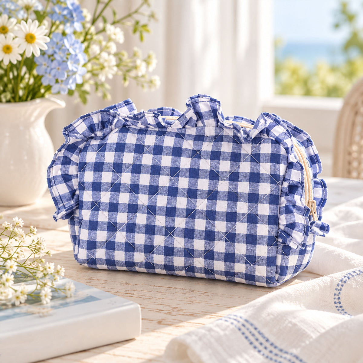 Quilted Ruffle Pouch Sewing Pattern PDF