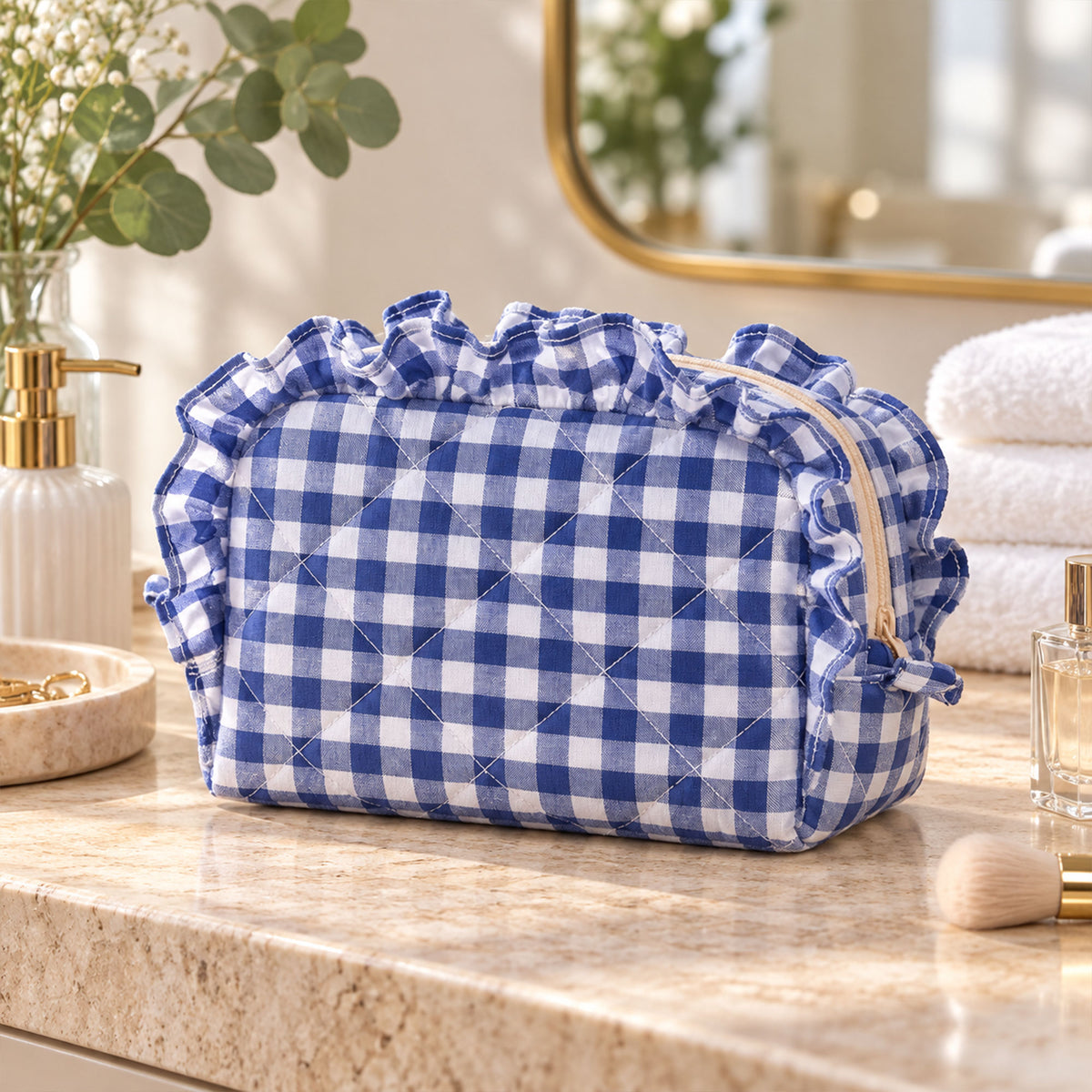 Quilted Ruffle Pouch Sewing Pattern PDF