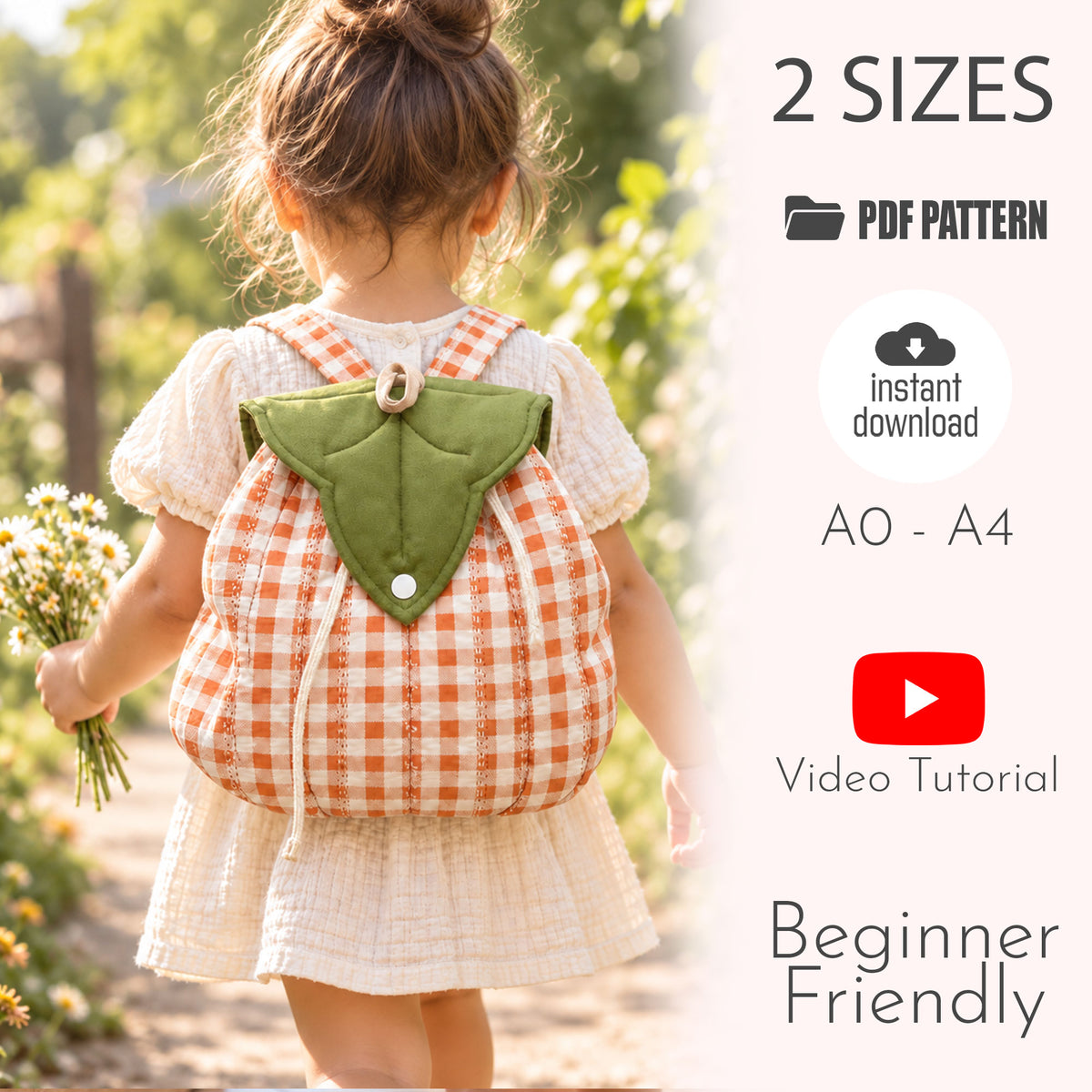 Pumpkin Leaf Flap Drawstring Backpack Sewing Pattern