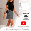 Asymmetric Side Tie Mini Skirt Sewing Pattern