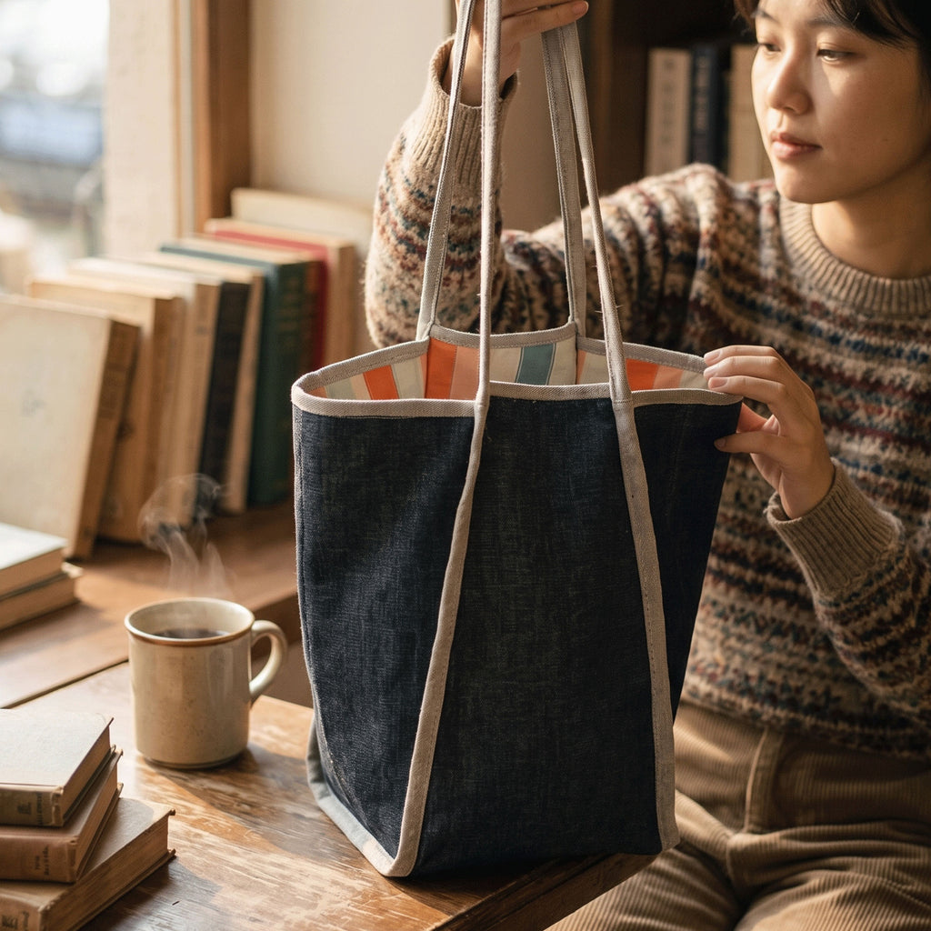 Piped Tote Bag Sewing Pattern PDF