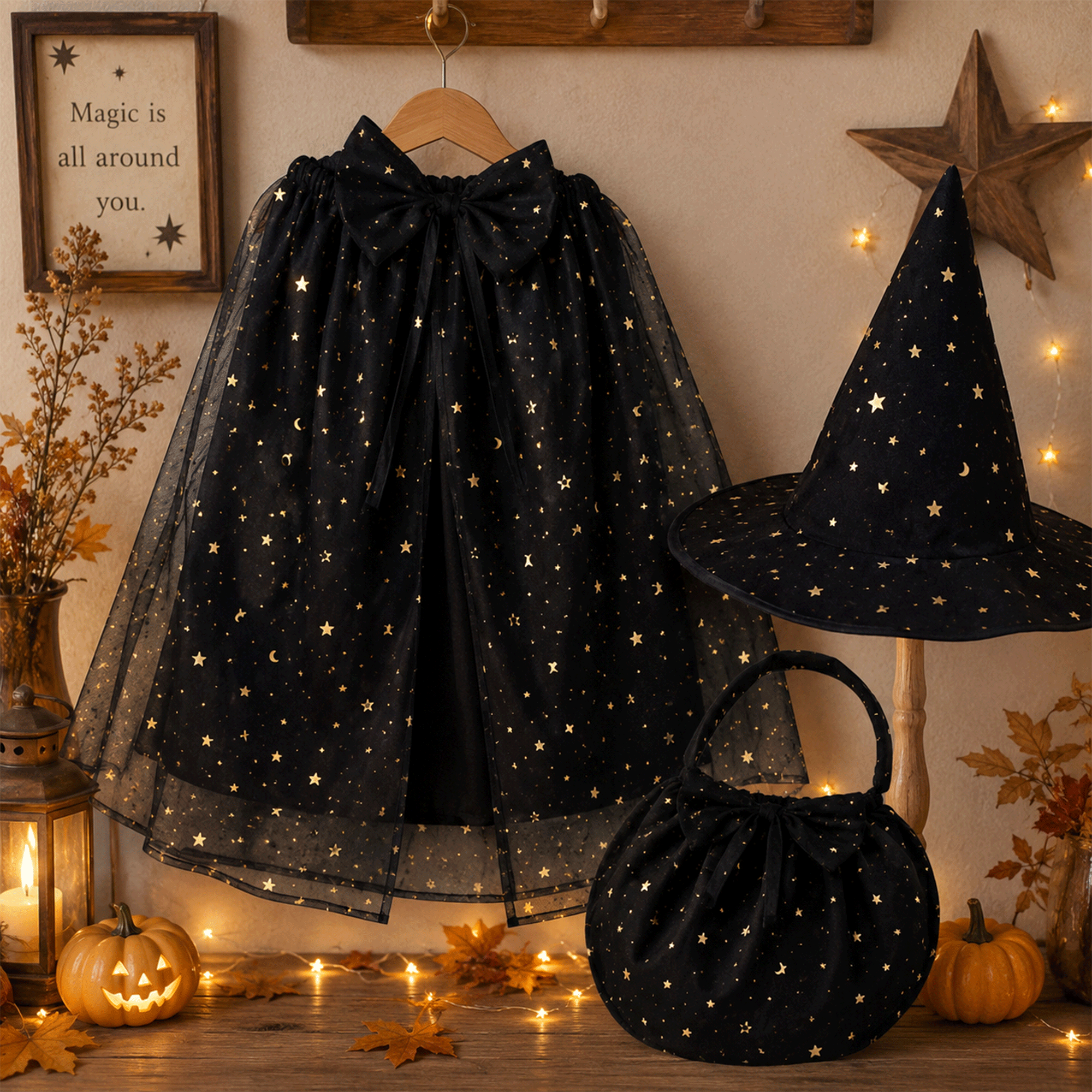 Halloween Witch Cape Hat Bag Sewing Pattern
