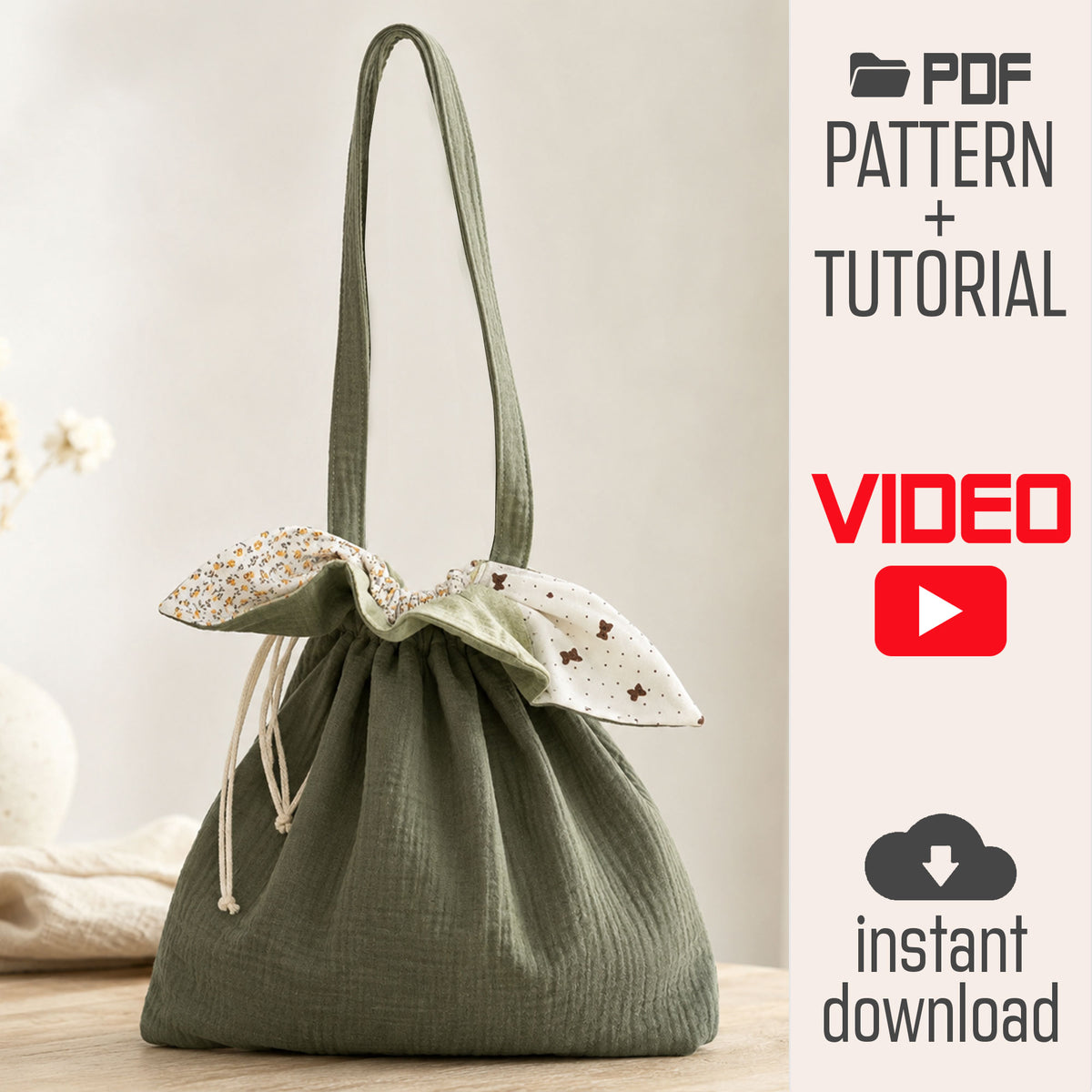 Petal Drawstring Bag Sewing Pattern