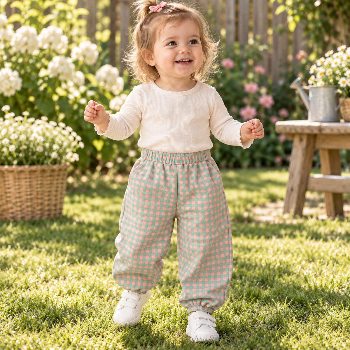 Toddler Gingham Bubble Pants Sewing Pattern PDF