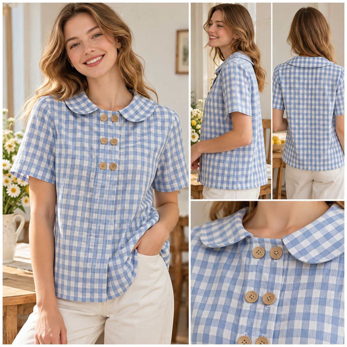 Peter Pan Collar Blouse Sewing Pattern PDF