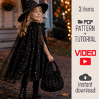 Halloween Witch Cape Hat Bag Sewing Pattern