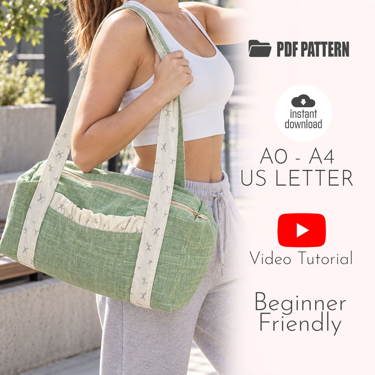 Sage Active Duffel Bag Sewing Pattern PDF