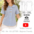 Peter Pan Collar Blouse Sewing Pattern PDF