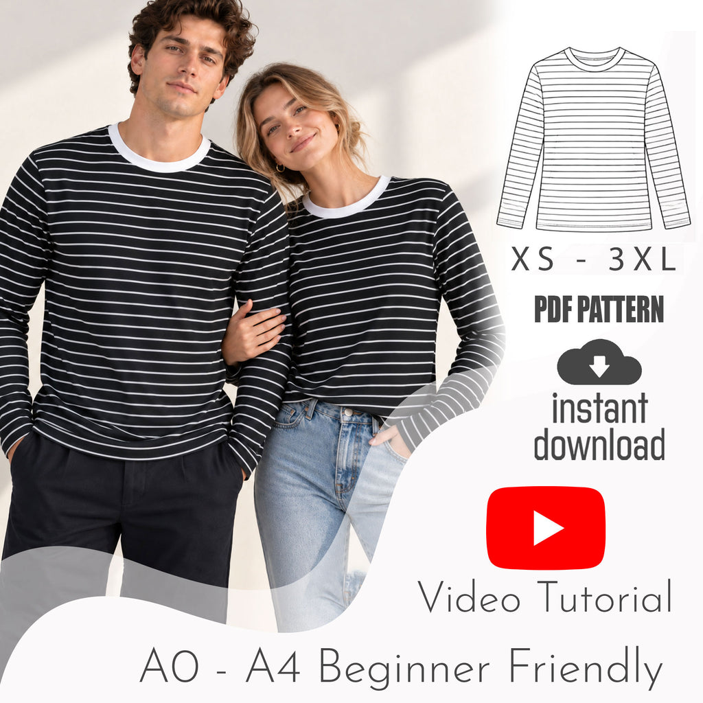 Unisex Long Sleeve Tee Sewing Pattern