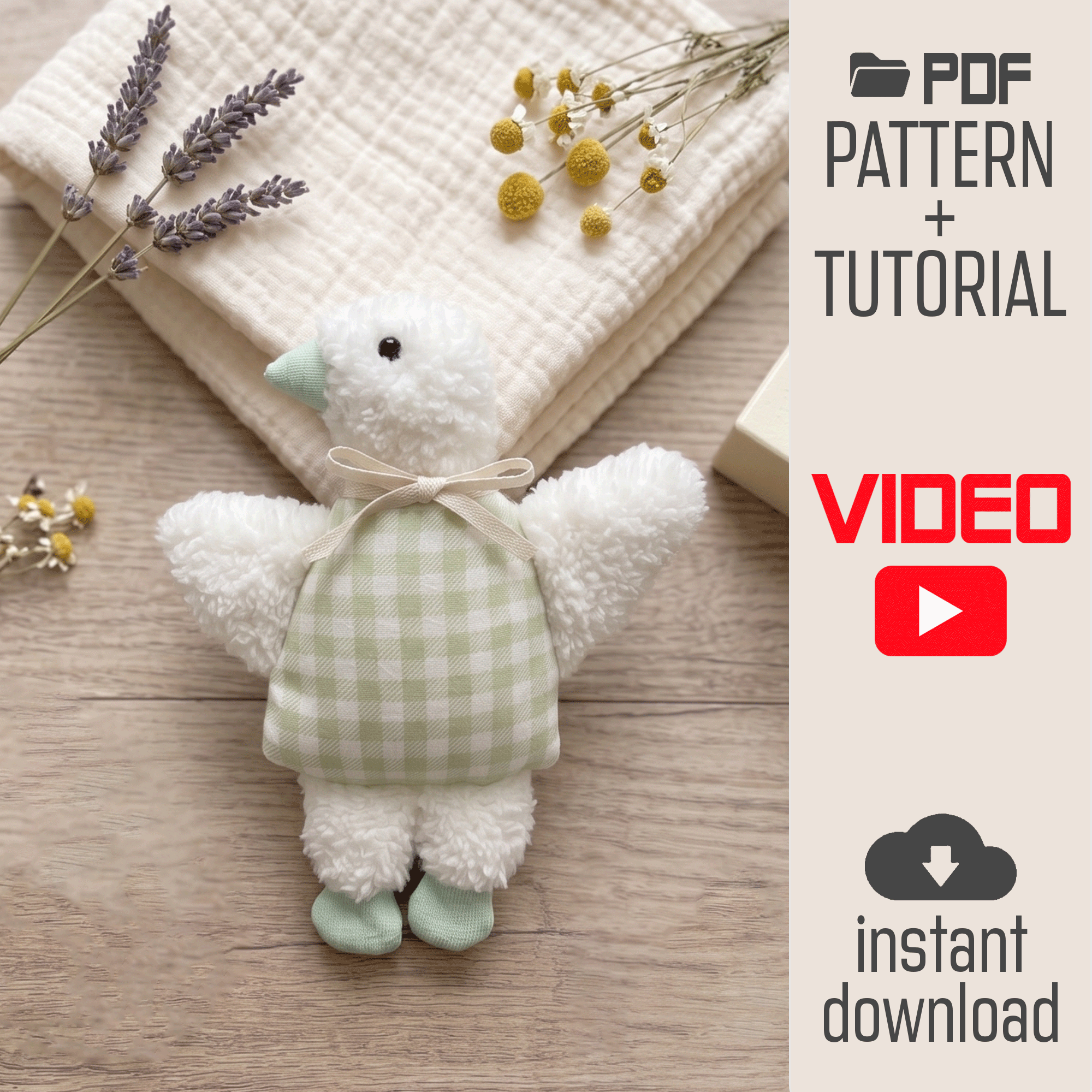 Goose Plush Sewing Pattern PDF