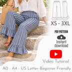 Ruffle Hem Wide Leg Pants Sewing Pattern