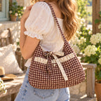 Gingham Ruffle Bow Shoulder Bag Sewing Pattern