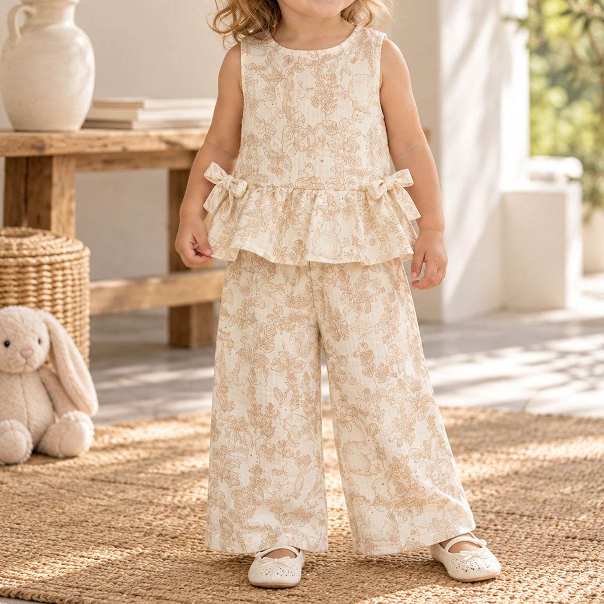 Girls Peplum Top & Wide Leg Pants Sewing Pattern PDF