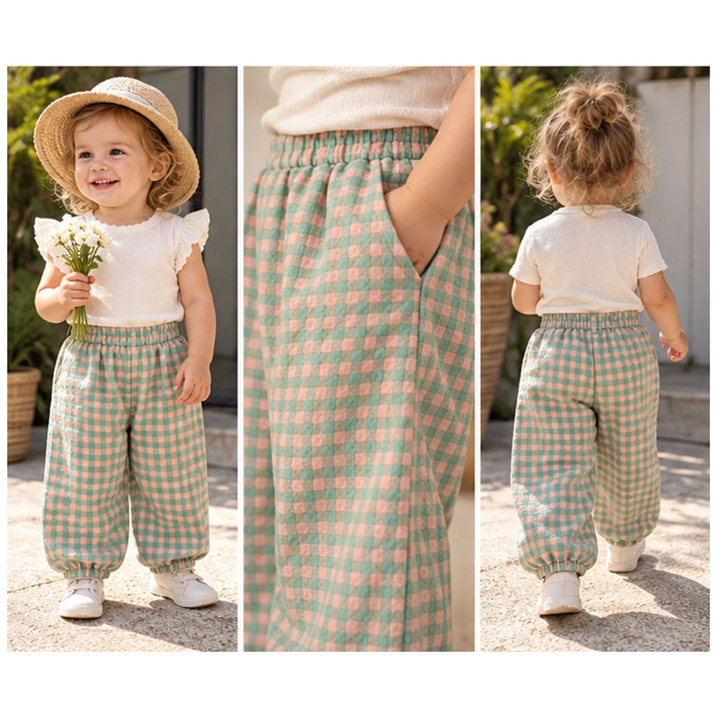 Toddler Gingham Bubble Pants Sewing Pattern PDF