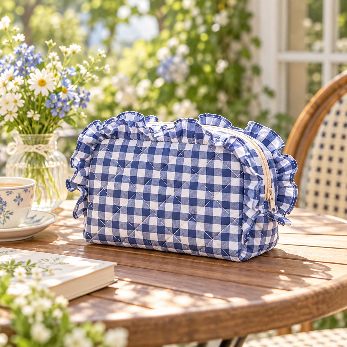 Quilted Ruffle Pouch Sewing Pattern PDF