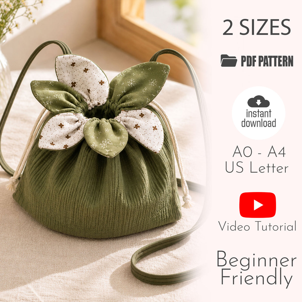 Petal Drawstring Bag Sewing Pattern