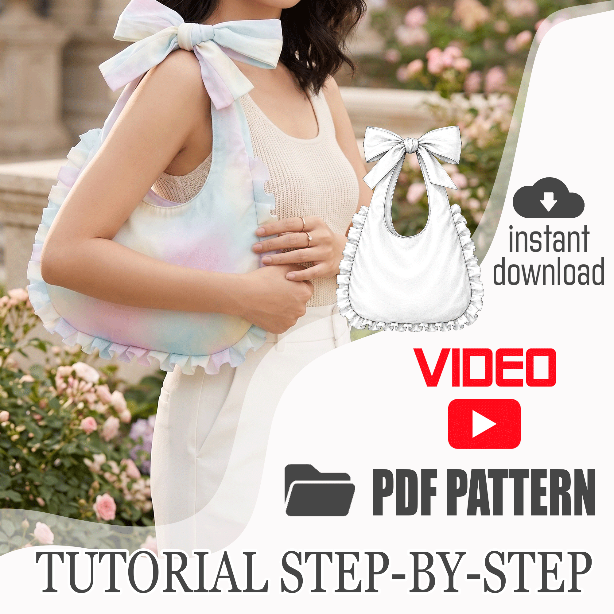 Ruffle Bow Bag PDF Sewing Pattern