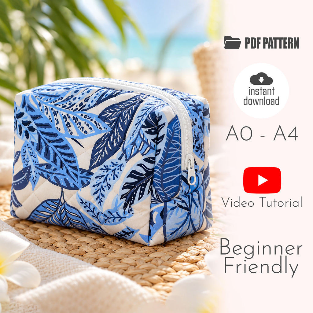 Quilted Boxy Makeup Bag Sewing Pattern