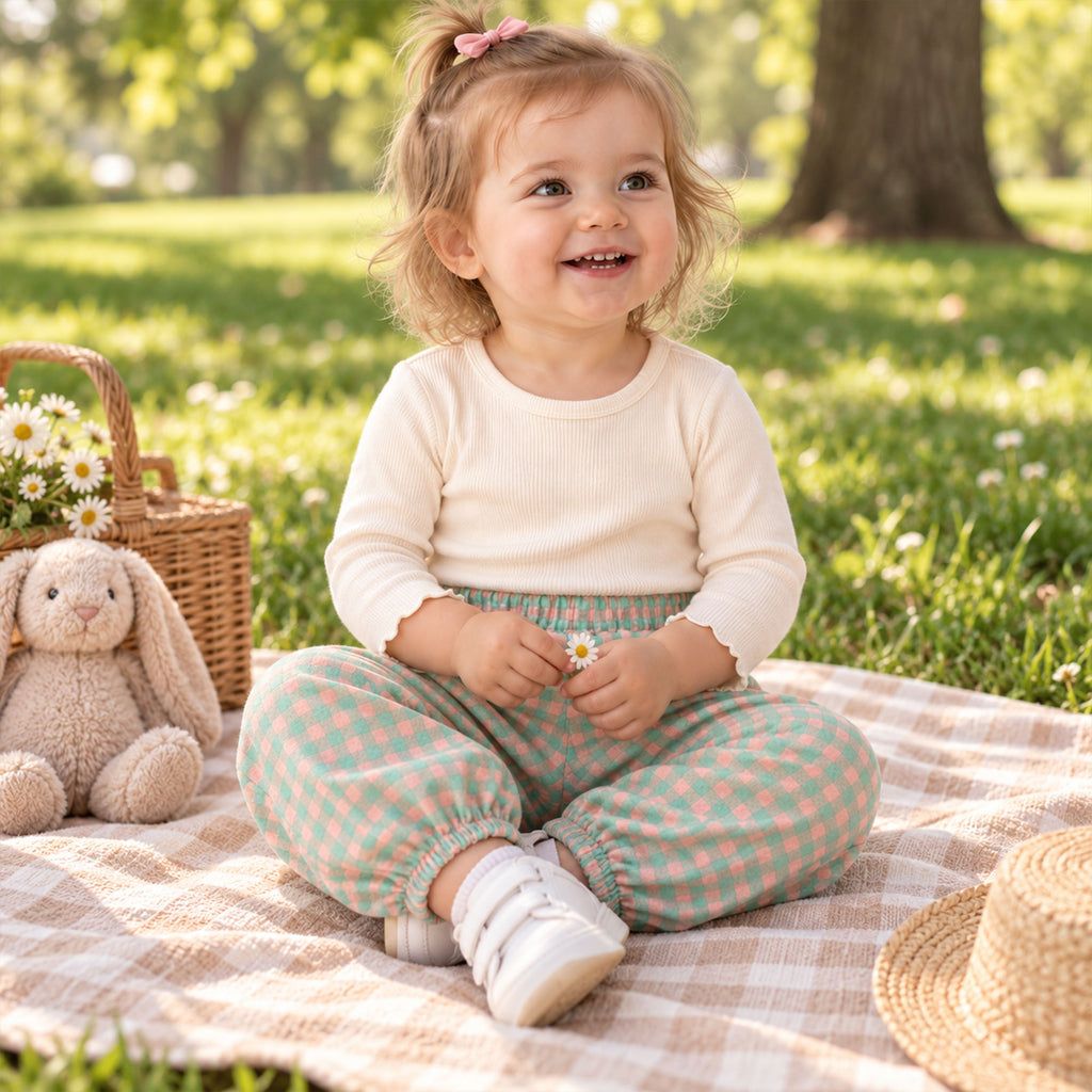 Toddler Gingham Bubble Pants Sewing Pattern PDF