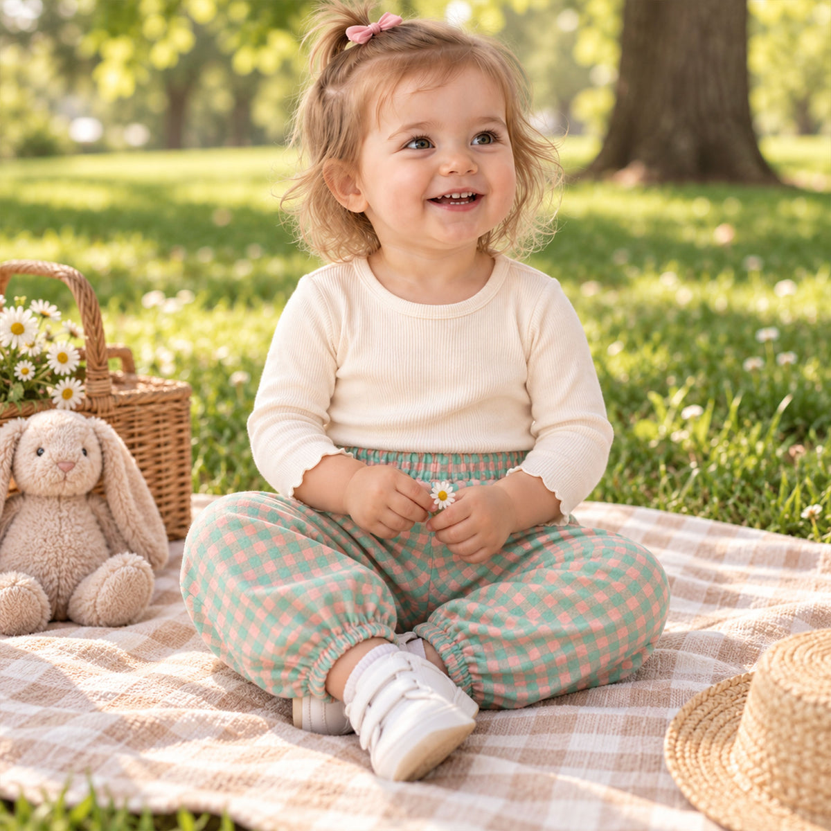 Toddler Gingham Bubble Pants Sewing Pattern PDF
