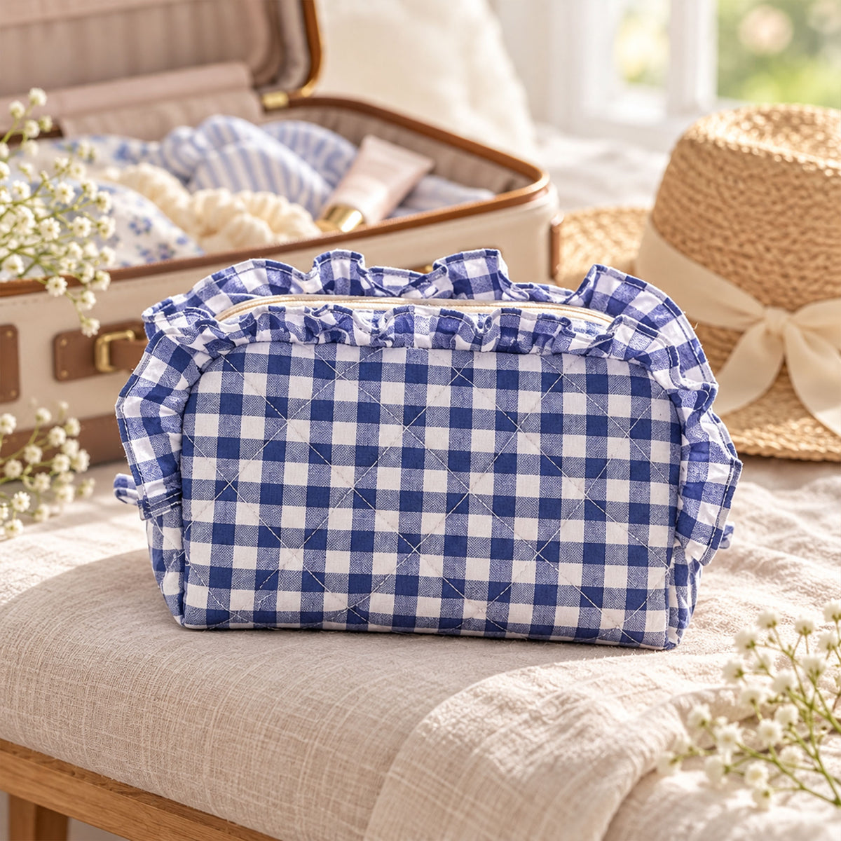 Quilted Ruffle Pouch Sewing Pattern PDF