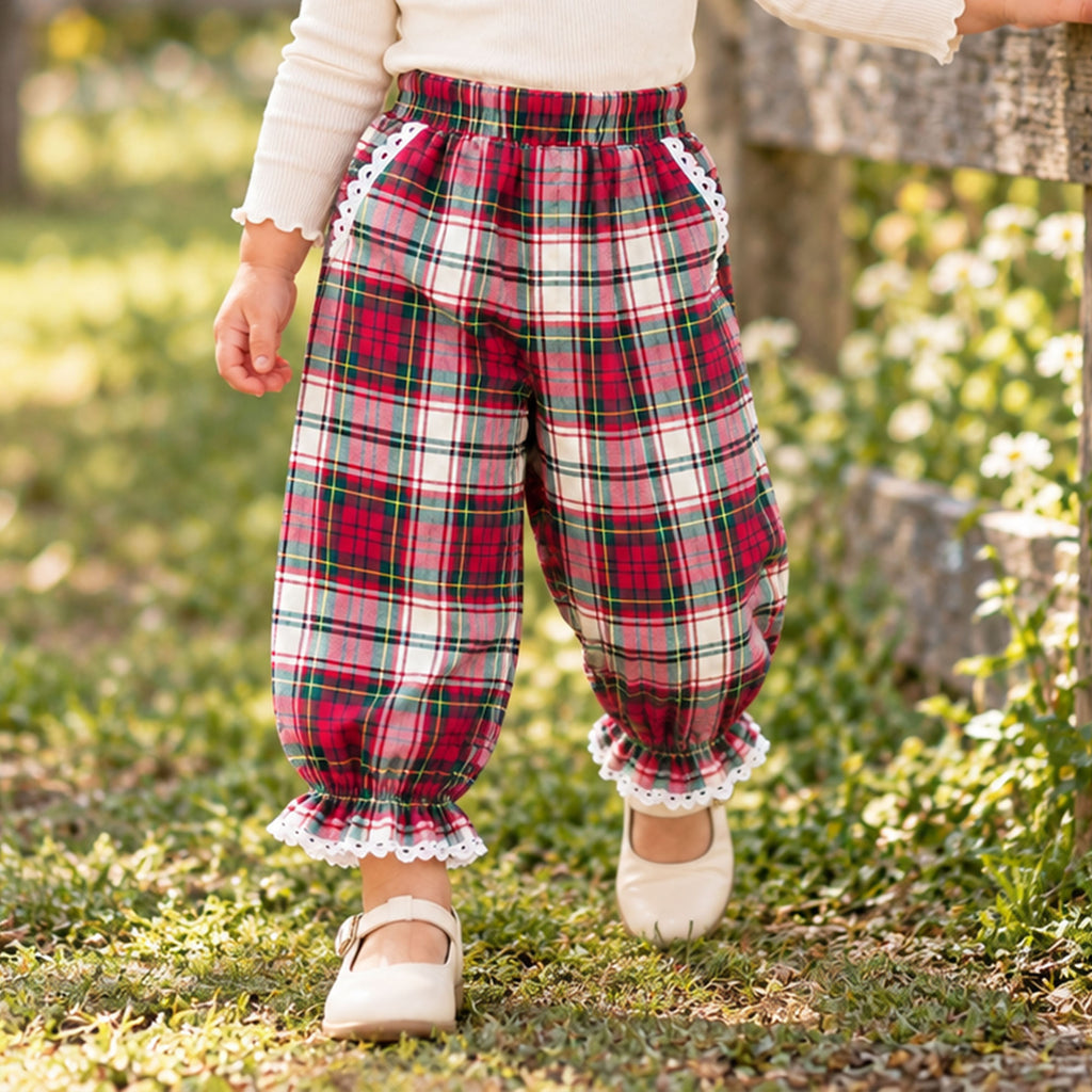 Toddler Ruffle Plaid Pants Sewing Pattern PDF