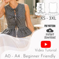 Amelia Gingham Peplum Top Sewing Pattern