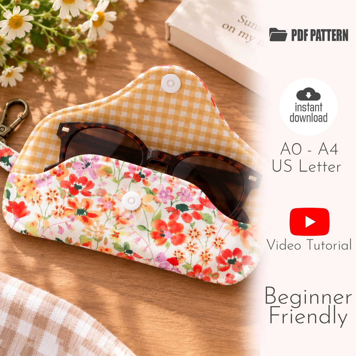 Floral Eyeglass Pouch Sewing Pattern