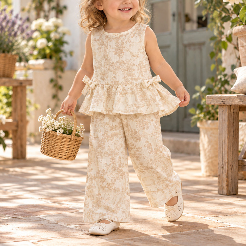 Girls Peplum Top & Wide Leg Pants Sewing Pattern PDF