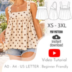 Square Neck Babydoll Top Sewing Pattern PDF