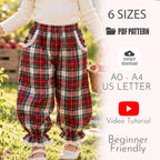 Toddler Ruffle Plaid Pants Sewing Pattern PDF