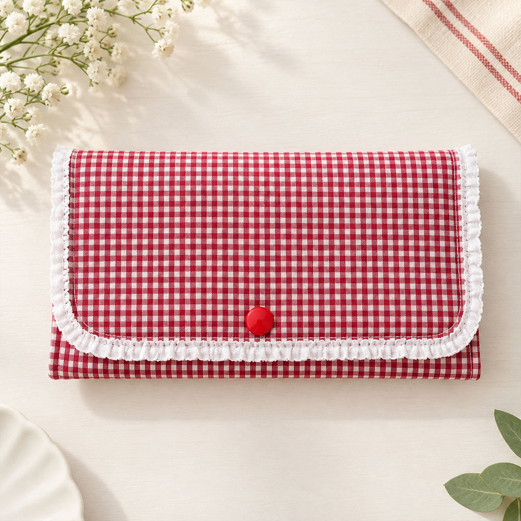 Red Gingham Ruffle Clutch Sewing Pattern