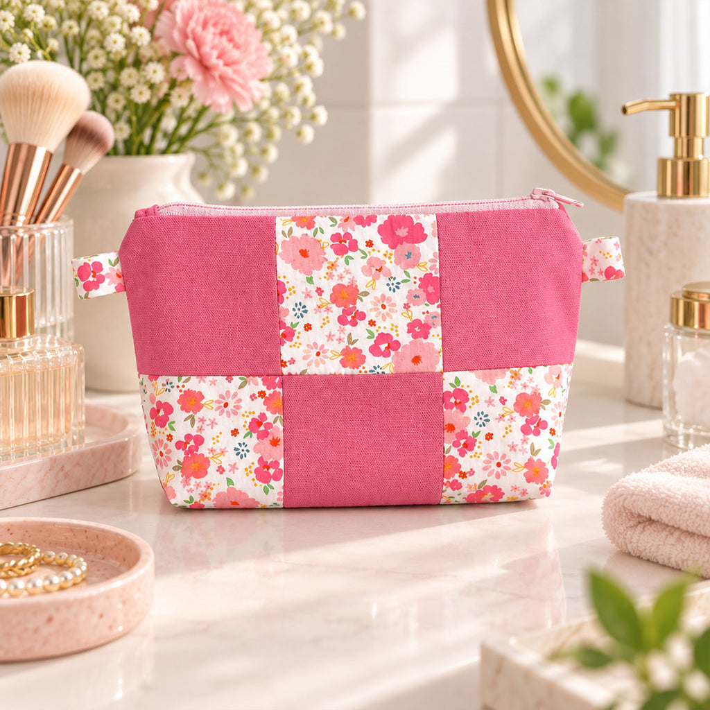 Floral Patchwork Makeup Pouch Sewing Pattern