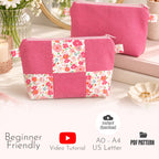 Floral Patchwork Makeup Pouch Sewing Pattern