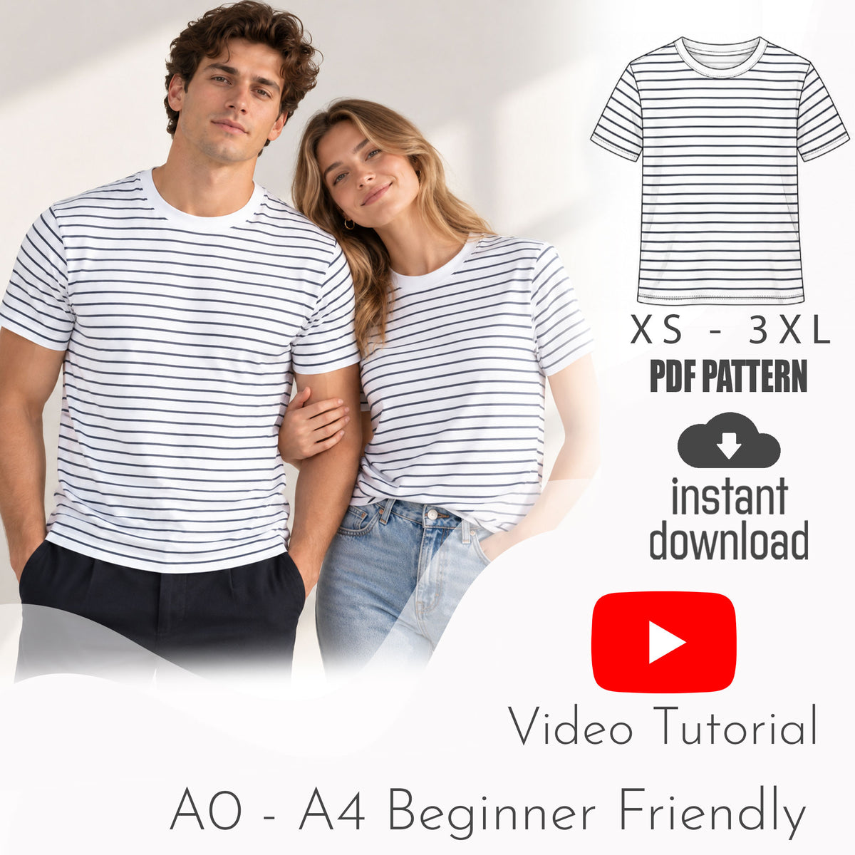 Unisex Classic TShirt PDF Sewing Pattern