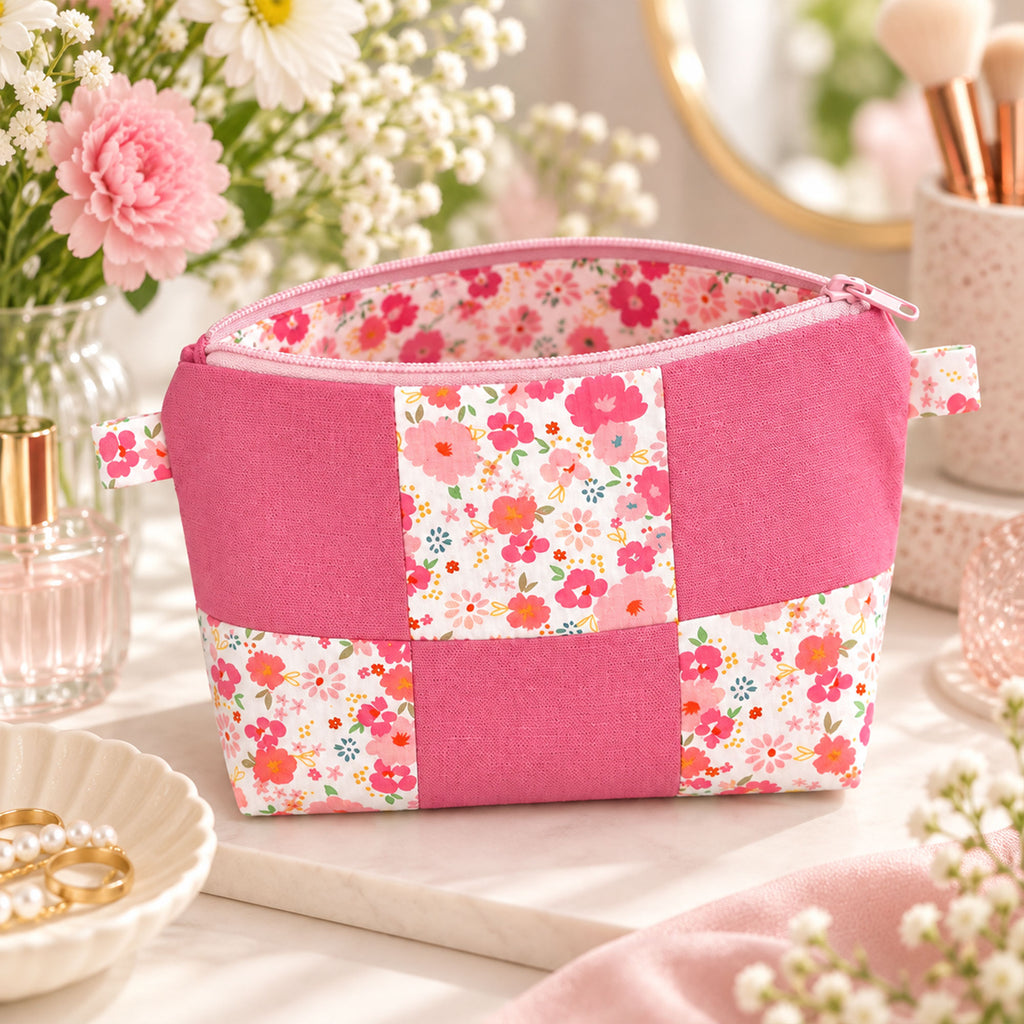 Floral Patchwork Makeup Pouch Sewing Pattern