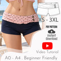 Ruched Foldover Swim Shorts Sewing Pattern